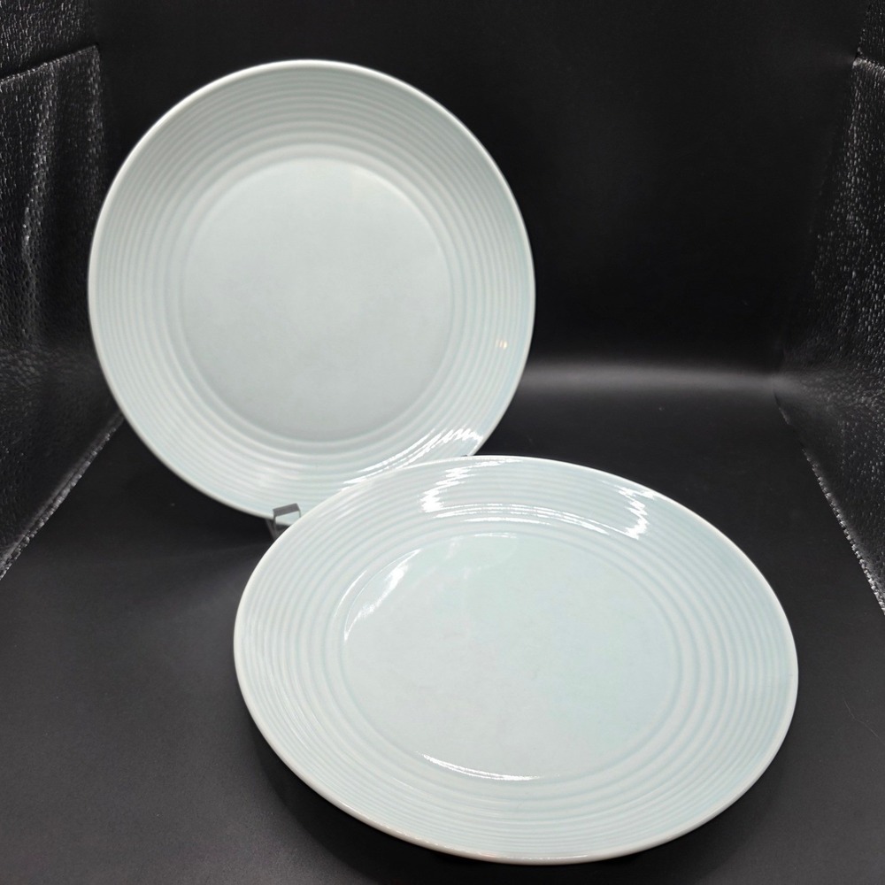 Royal Doulton Gordon Ramsay Maze Light Blue Grey Salad Plates Lot of 2 8.75in
